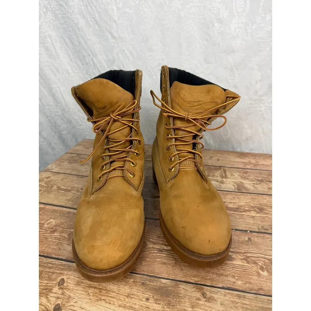 Timberland Men's Brown Leather Work Boots Hiking Lug Sole Lace Up Size 9